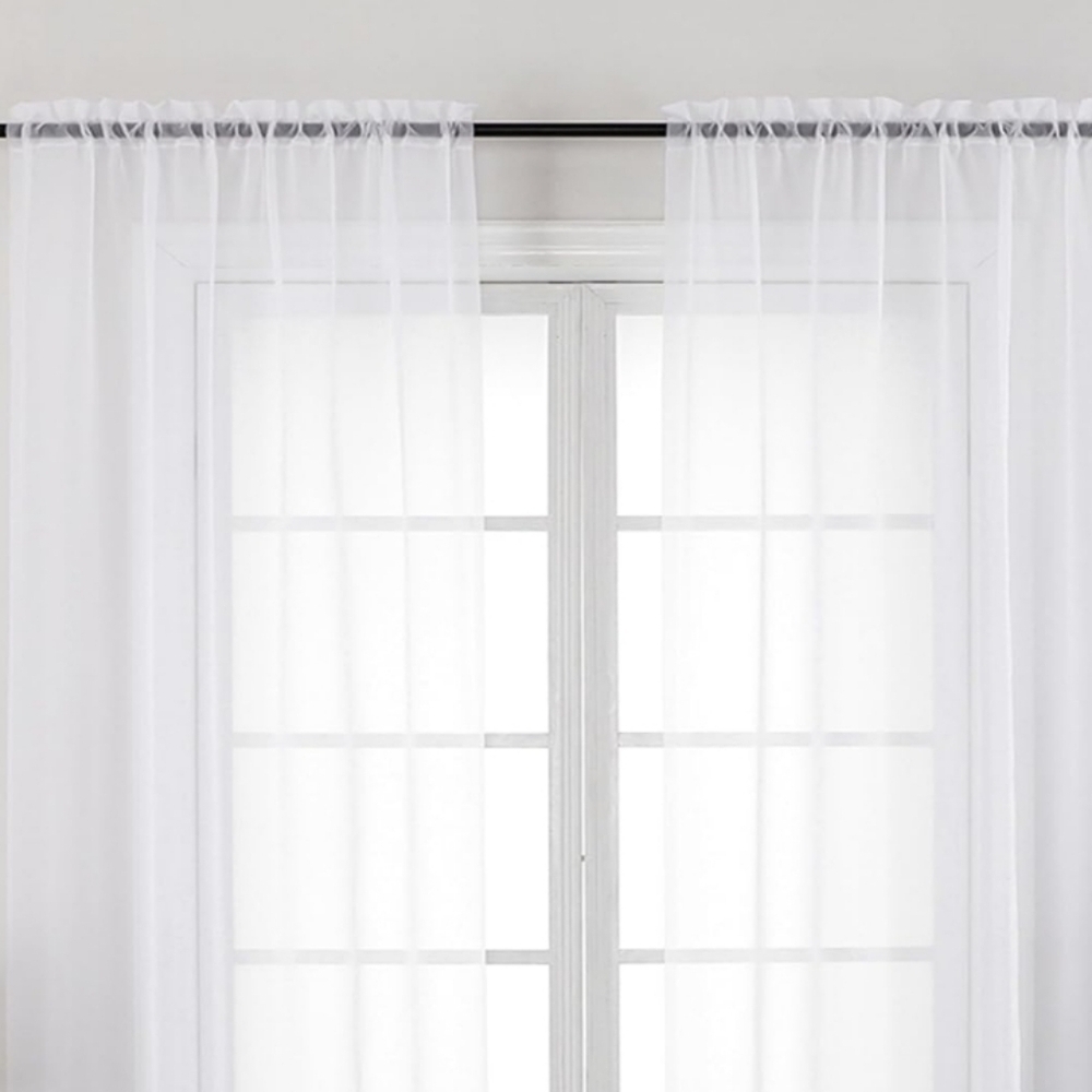 Owenie White Volie Sheer 42"W x 54"L (Pack of 2) Curtains
